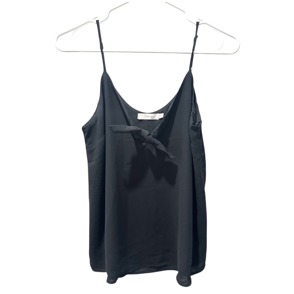 Lush Women’s Black Sleeveless Top with Tie Detail Small Elegant Chic Party EUC